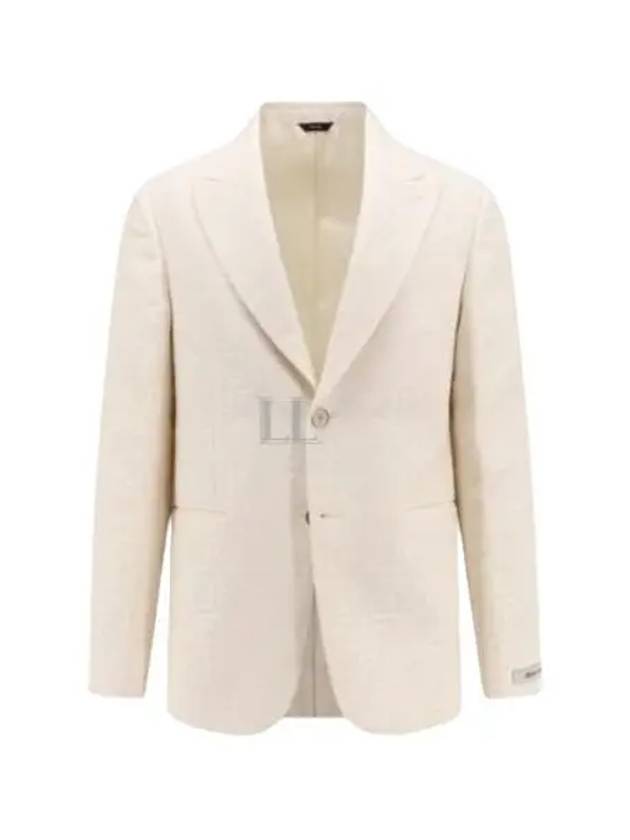 Luxury Fendi Motif Blazer Jacket Light Beige