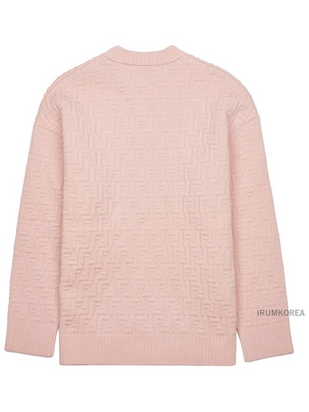 Luxury Fendi FF Logo Embossed Pullover Knit Top Pink