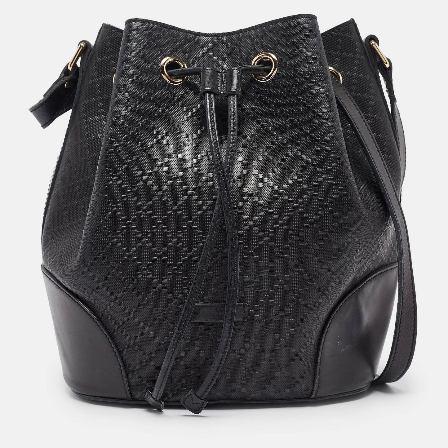 Luxury Gucci Trending 2025 Black Diamante Leather Hilary Bucket Bag