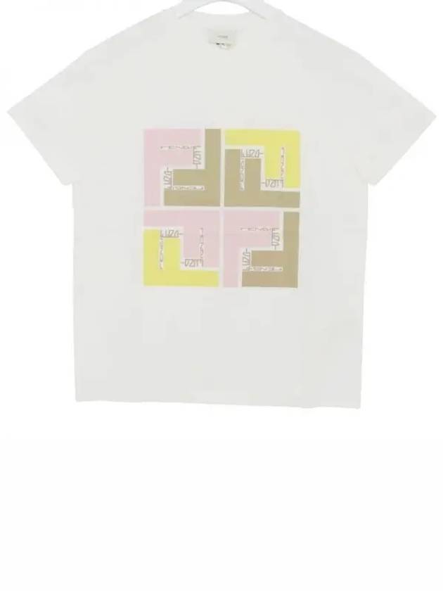 Luxury Fendi Kids Square FF Short Sleeve T-Shirt White