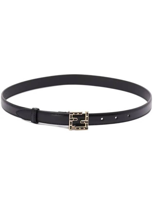 Luxury Fendi Logo Buckle Leather Belt Black