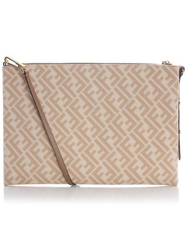 Luxury Fendi FF Logo Vertigo Clutch Bag Beige
