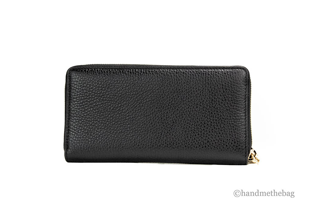 Luxury Gucci Cellarius Double Logo Black Leather Zip Around Wallet
