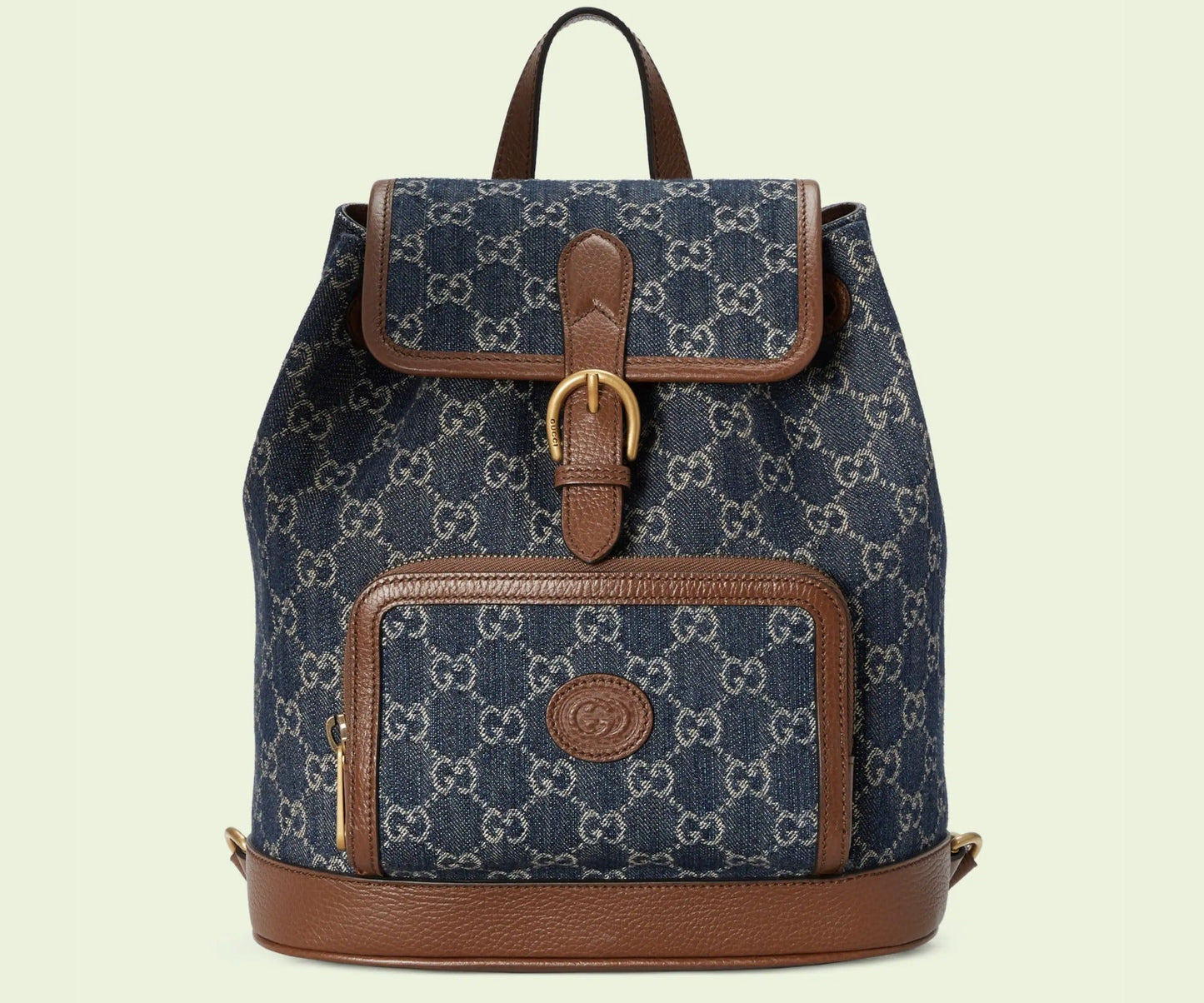 Luxury Gucci Trending 2025 Backpack GG Denim with Brown Leather Trim