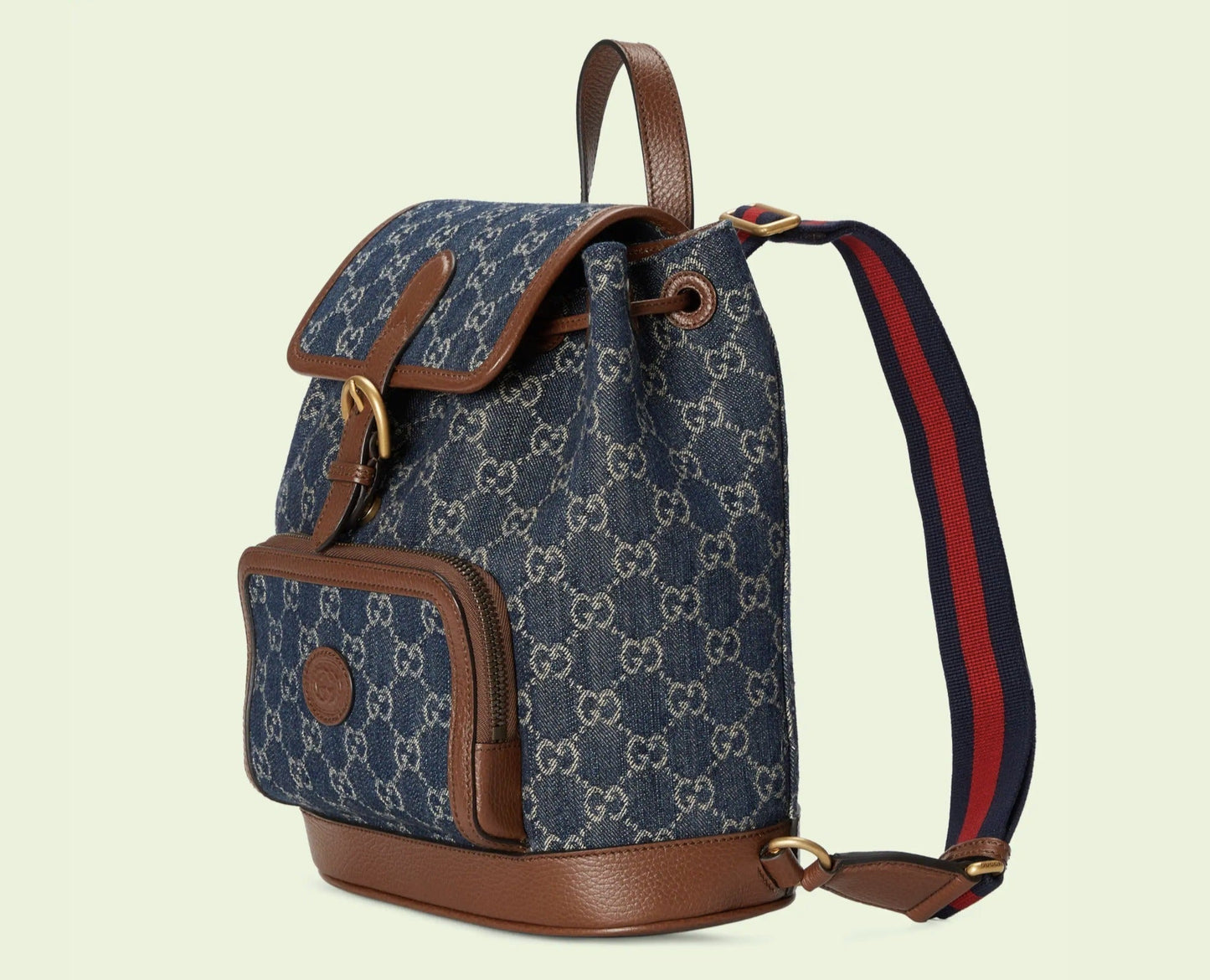 Luxury Gucci Trending 2025 Backpack GG Denim with Brown Leather Trim