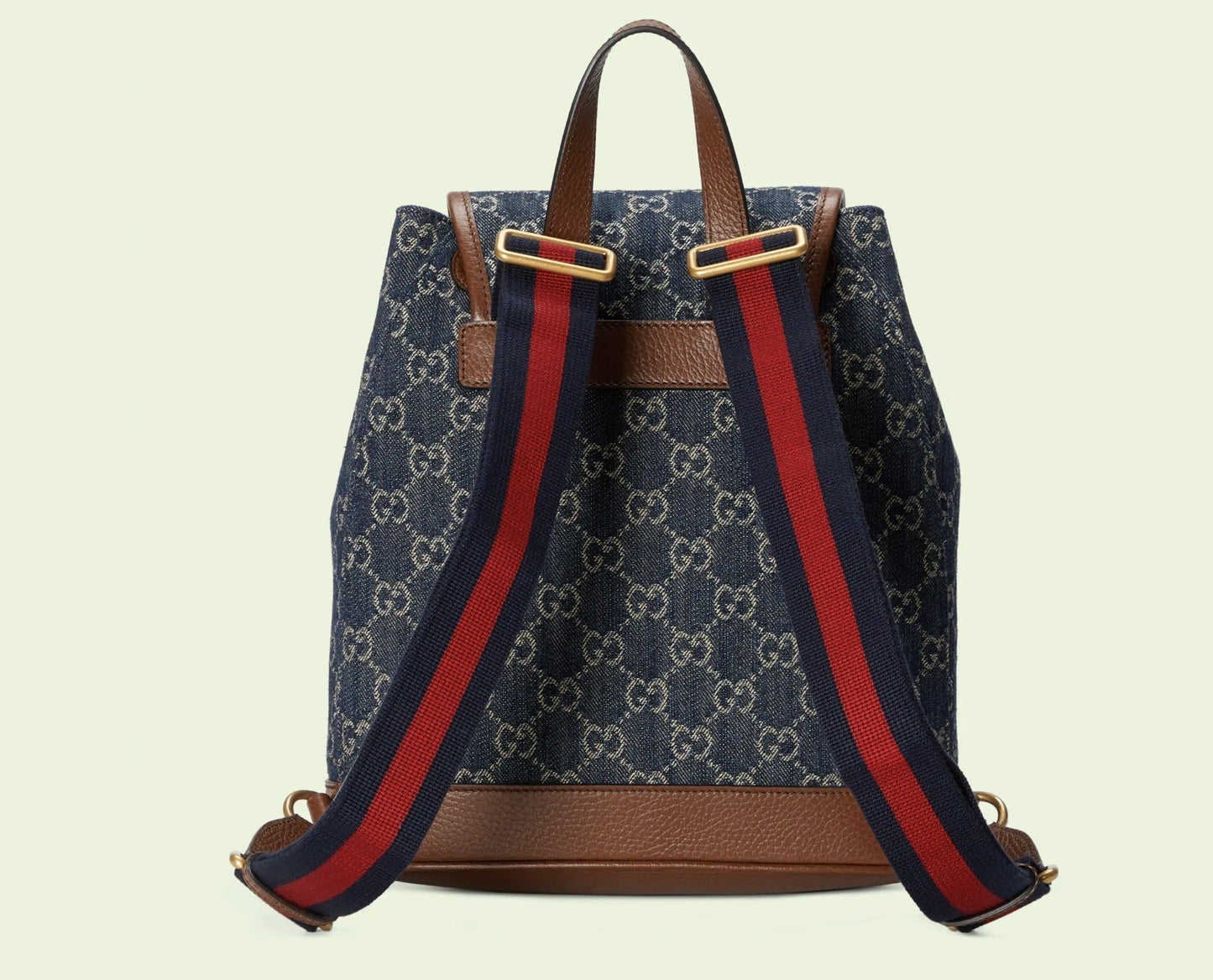 Luxury Gucci Trending 2025 Backpack GG Denim with Brown Leather Trim