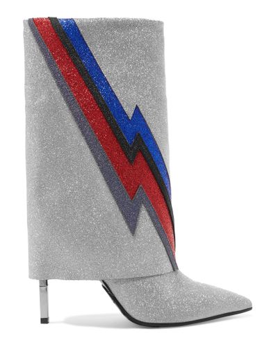 Balmain Babette Flash Glittered Leather Boots size 40.5