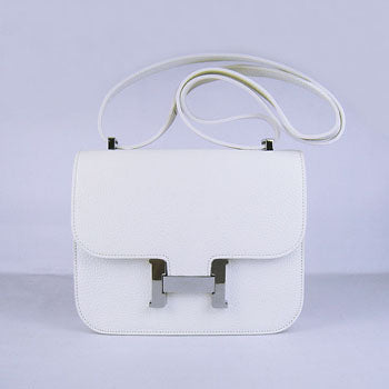 Luxury Hermes Constance Cowskin Leather Bag H017 white silver
