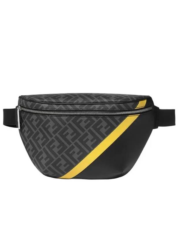 Luxury Fendi Diagonal FF Motif Leather Belt Bag Grey