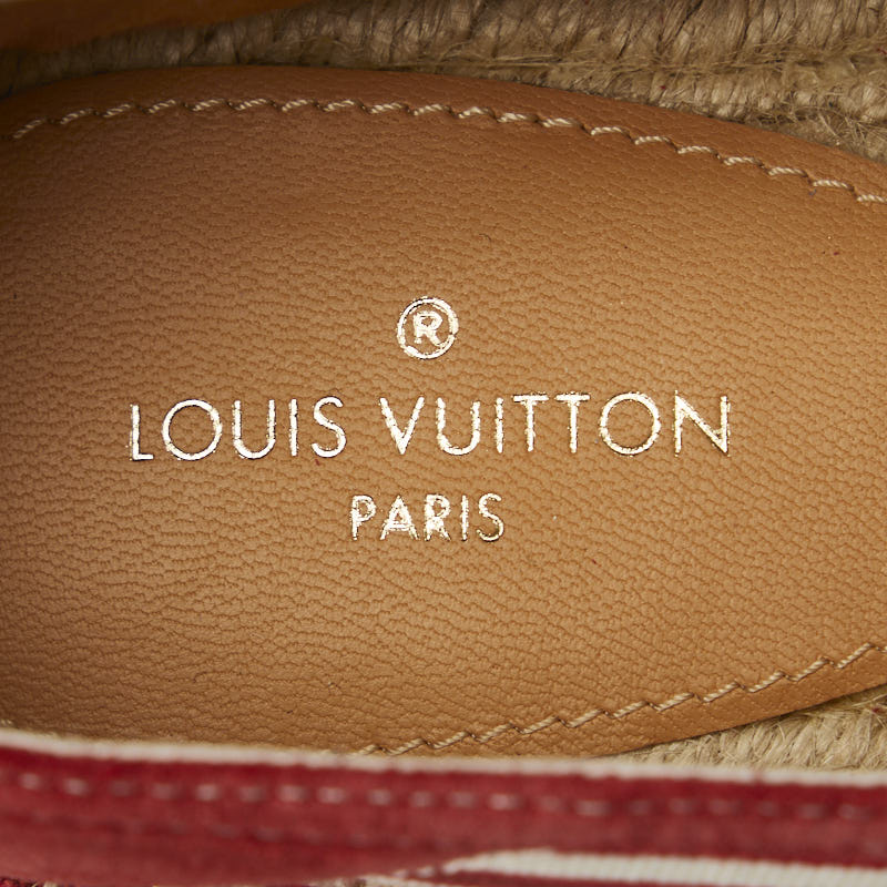 Louis Vuitton Espadrille Border Slipper Size 9 Red White Canvas Men Louis Vuitton