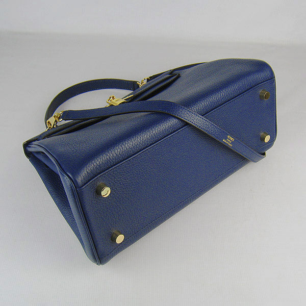 Luxury Hermes Kelly 32cm Togo Leather 6108 Dark Blue Golden