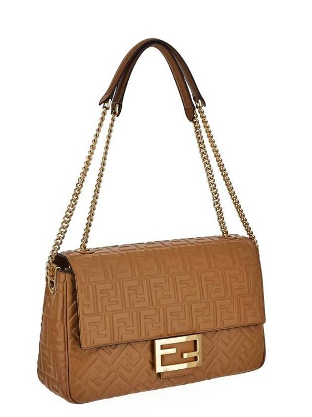 Luxury Fendi Baguette Chain Large Nappa Leather Shoulder Bag Brown