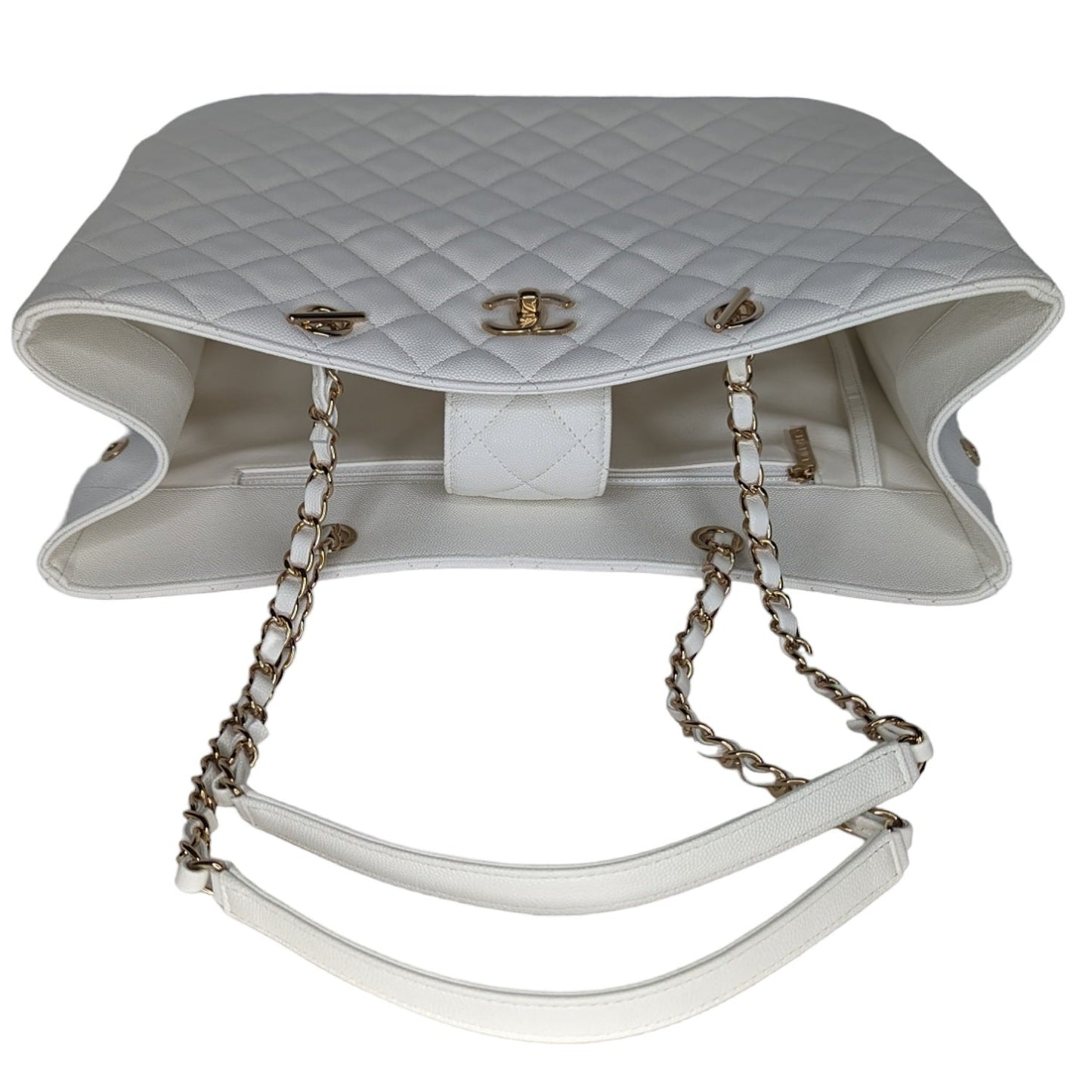 Luxury Chanel White Caviar Classic Timeless Tote