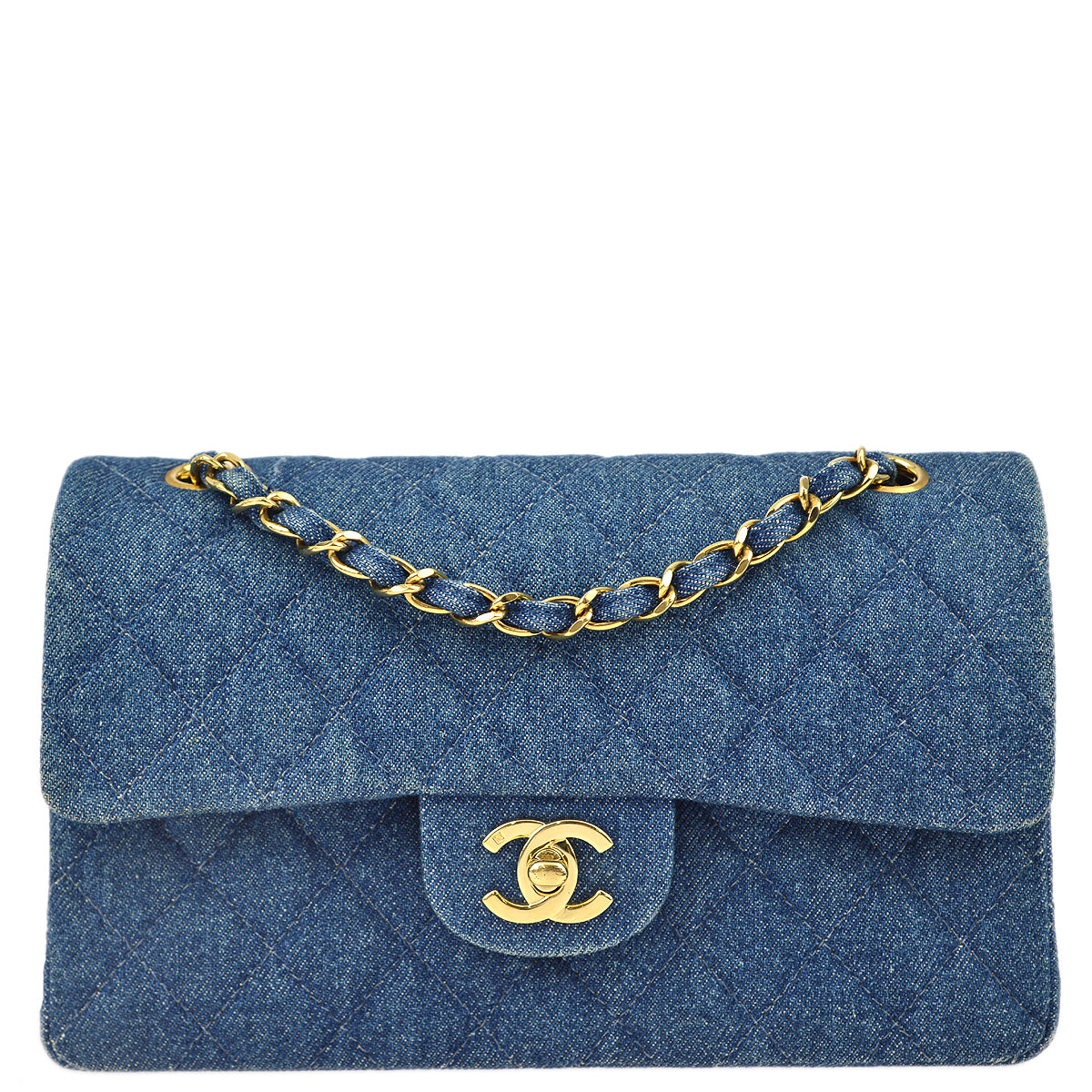 Chanel * 1989-1991 Blue Denim Medium Classic Double Flap Bag