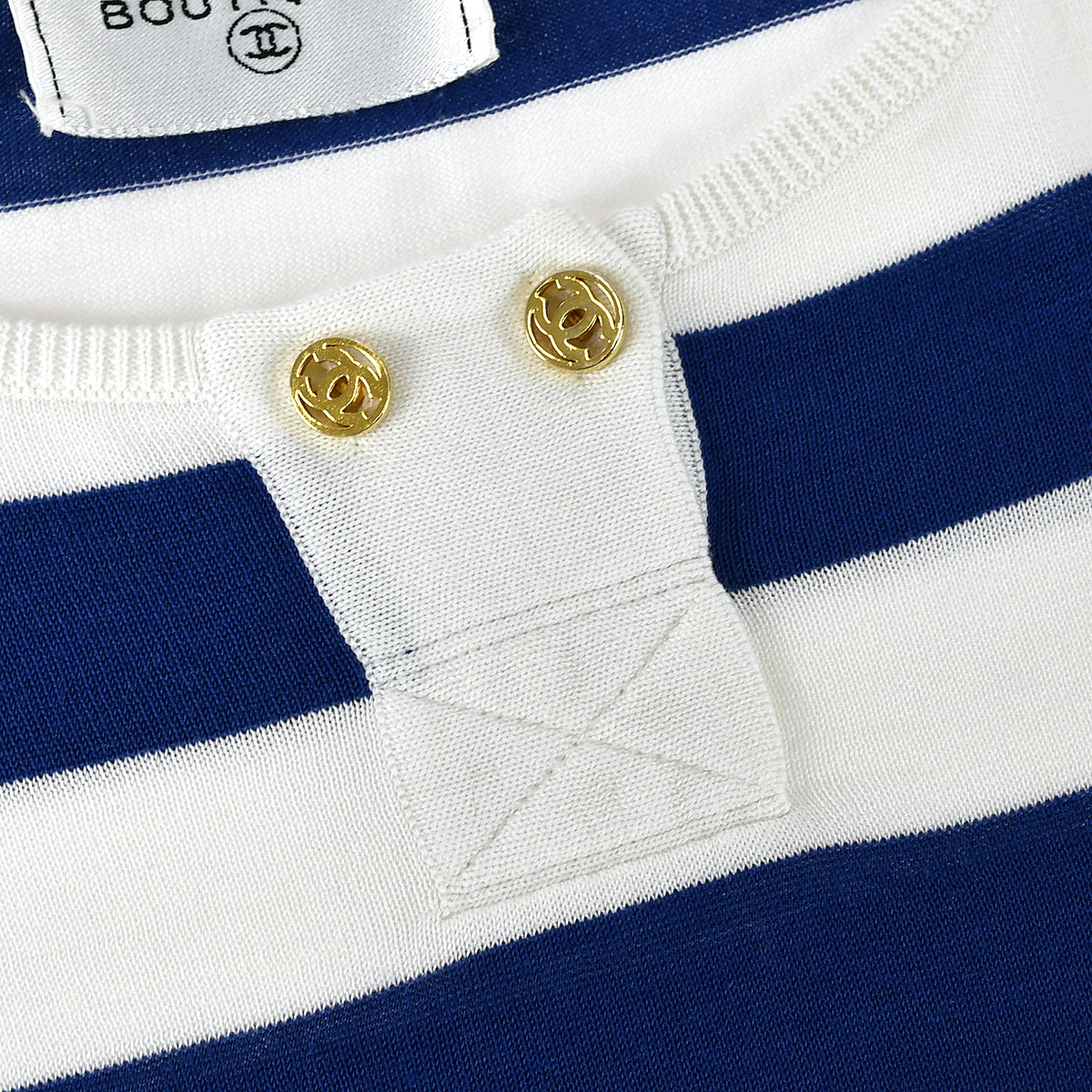 Luxury Chanel Striped Long Sleeve Tops White Blue #38