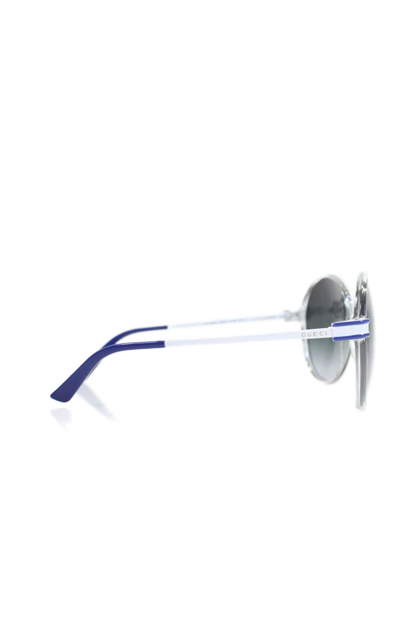 Gucci Womens GG 3138/S Large Round Sunglasses White Blue Clear Metal Plastic