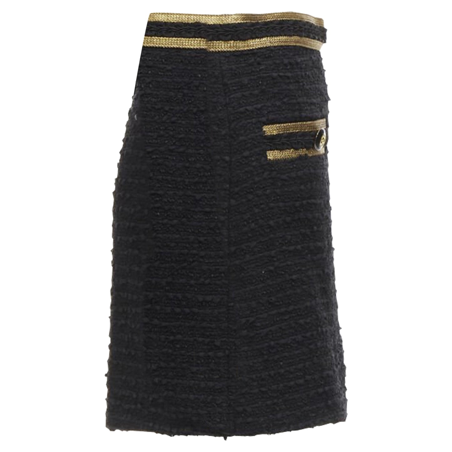 Gucci GG logo button trim tweed mini A-line skirt
