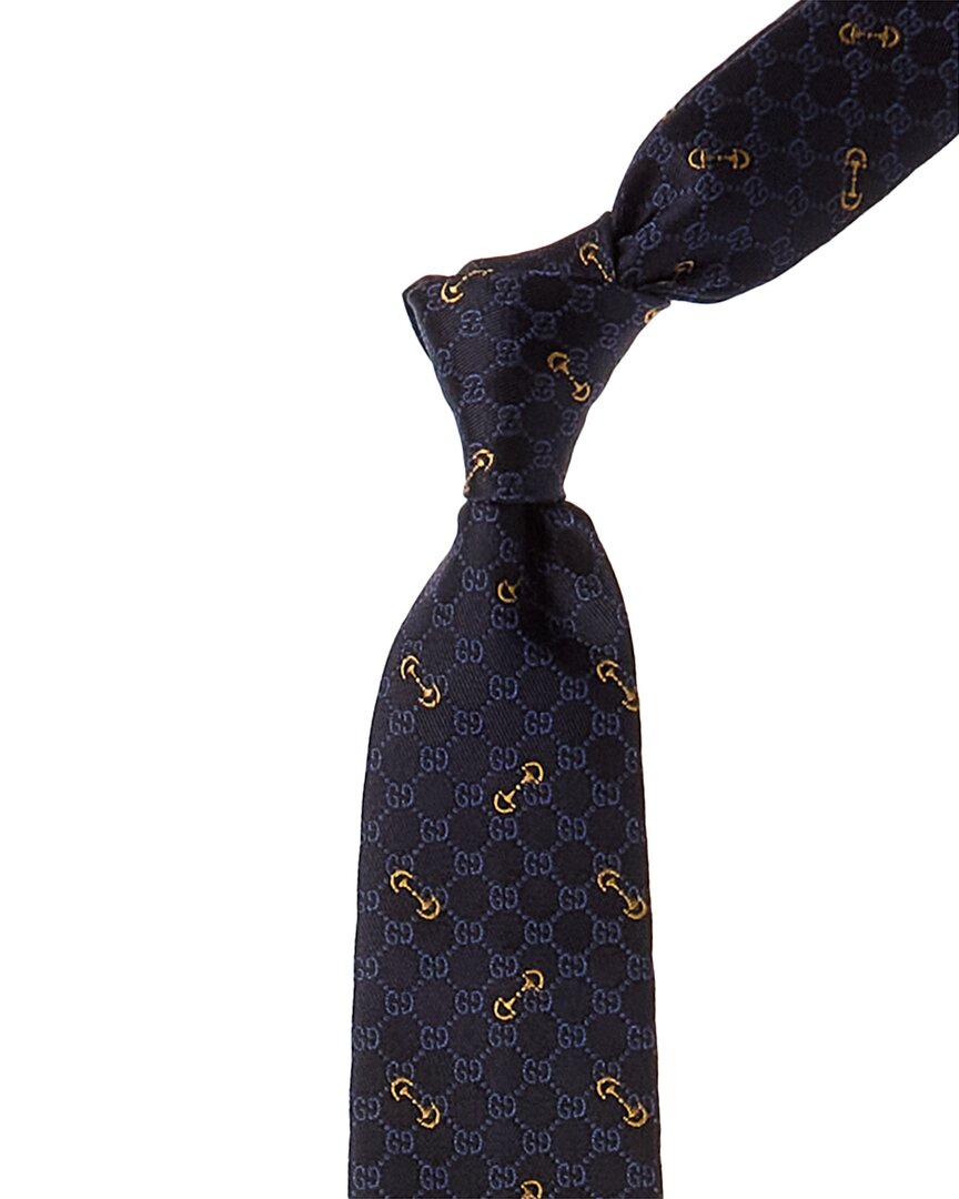 Gucci Navy Printed Silk Tie
