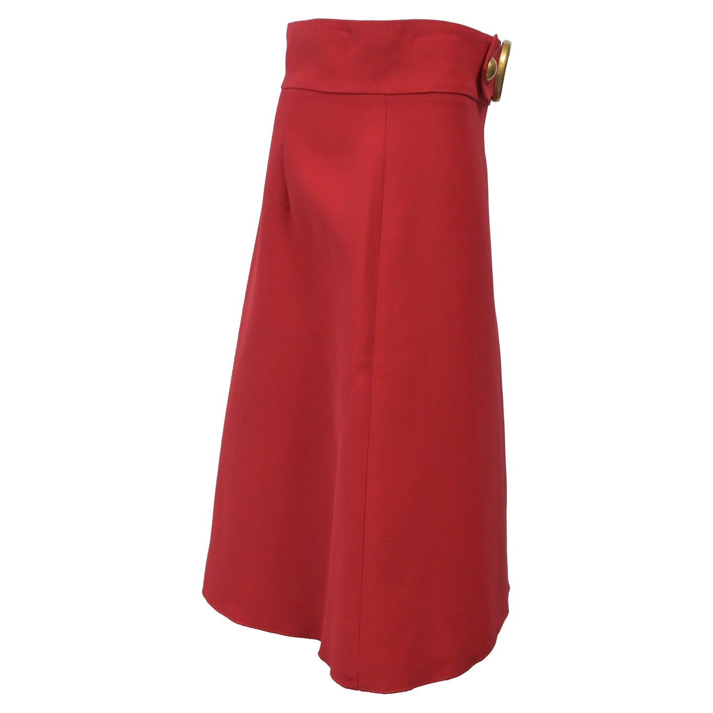 Luxury Gucci Trending 2025 GG Buckle Knee-Length Skirt in Red Wool