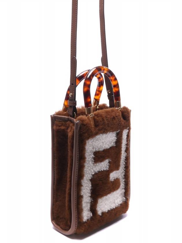 Luxury Fendi Sunshine Shopper Small Cross Bag Brown
