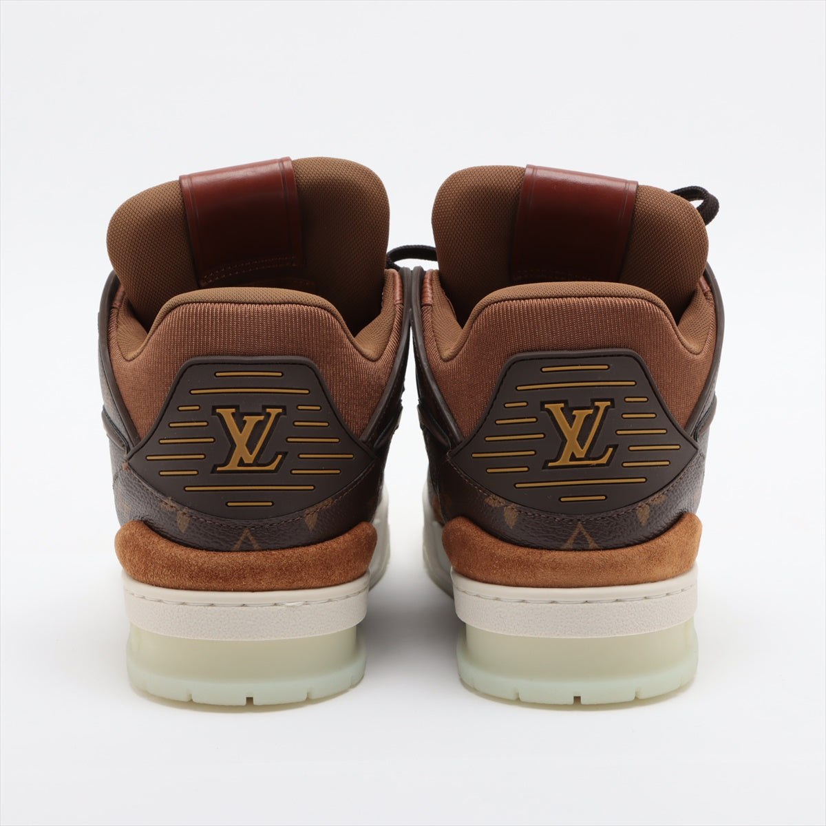 Louis Vuitton LV Trainer Line 20 Years PVC Suede High-Cut Sneaker 8 Men Brown GO0260 Monogram LV Logo Change