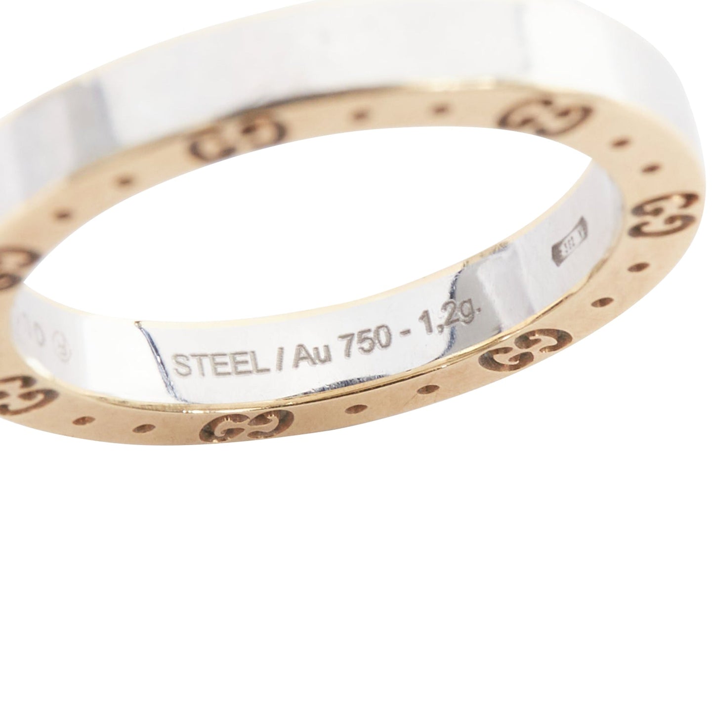 Gucci Silver Tone GG Monogram Engraved Ring