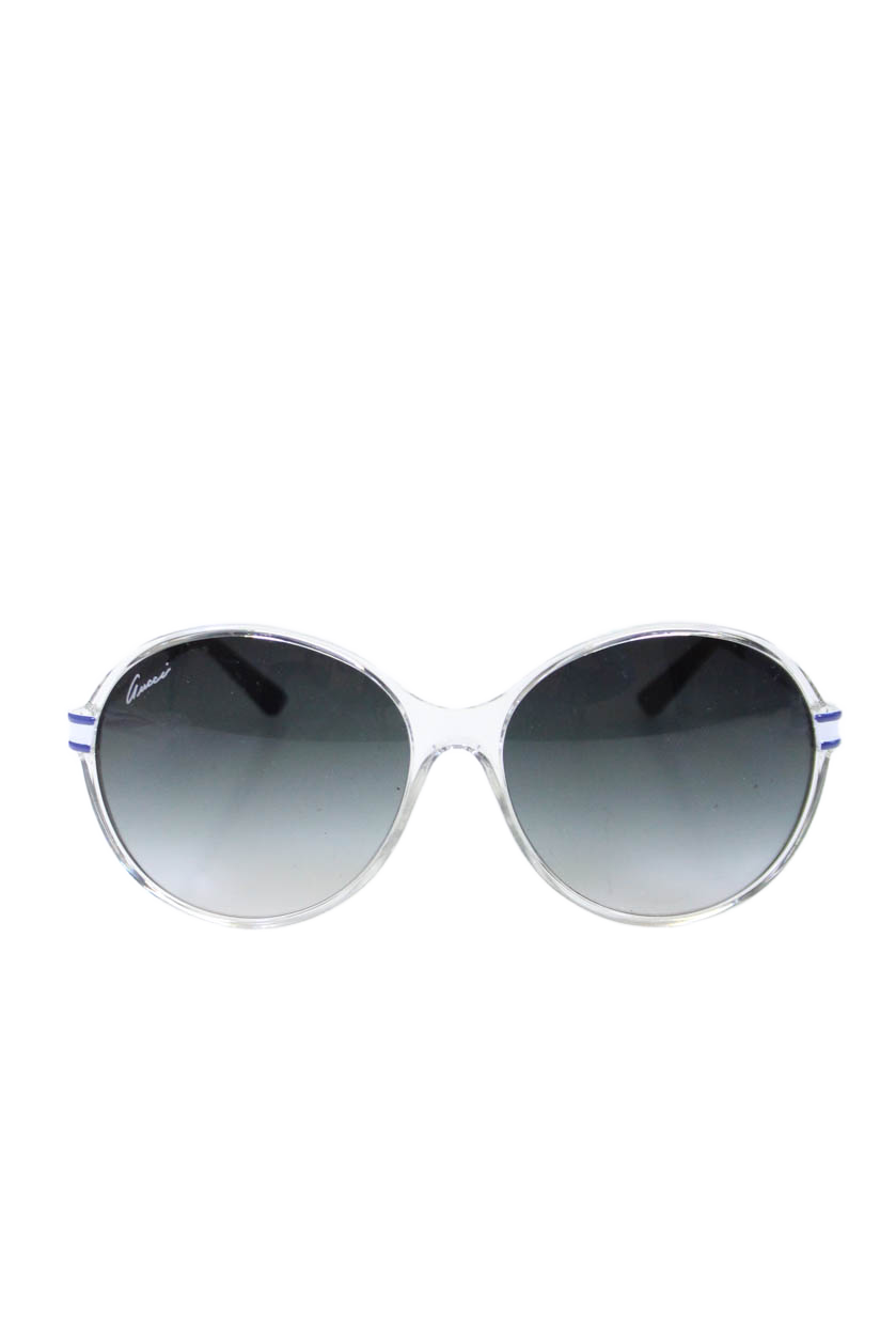Gucci Womens GG 3138/S Large Round Sunglasses White Blue Clear Metal Plastic