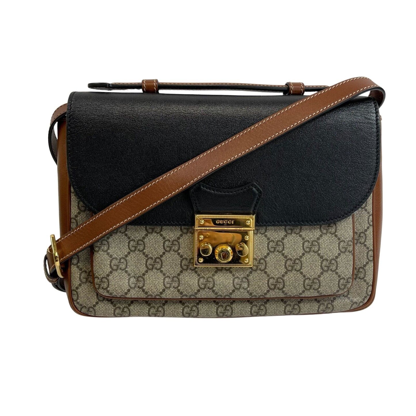 Luxury Gucci - Padlock Mini Monogram Brown Top Handle - Crossbody / Shoulder Bag