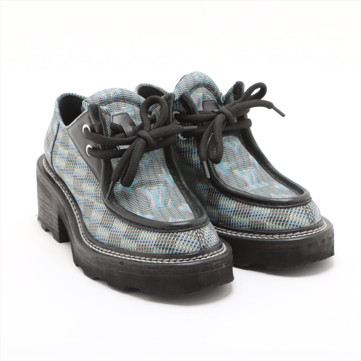 Louis Vuitton LV Bubble Line 19 Years Canvas  Leather Trainers 36 1/2  Multicolor MA0169 Damier LV Logo
