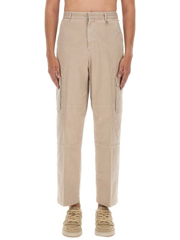 Luxury Fendi gabardine cargo straight pants beige