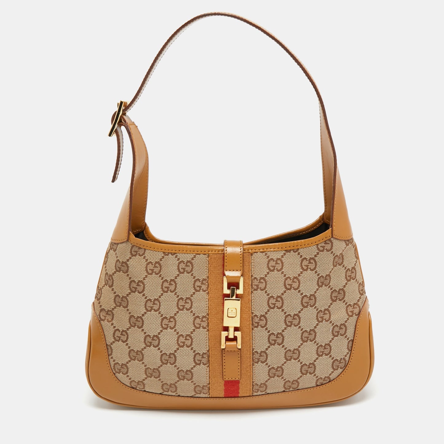 Luxury Gucci Trending 2025 Beige/Brown GG Canvas and Leather Small Jackie Hobo
