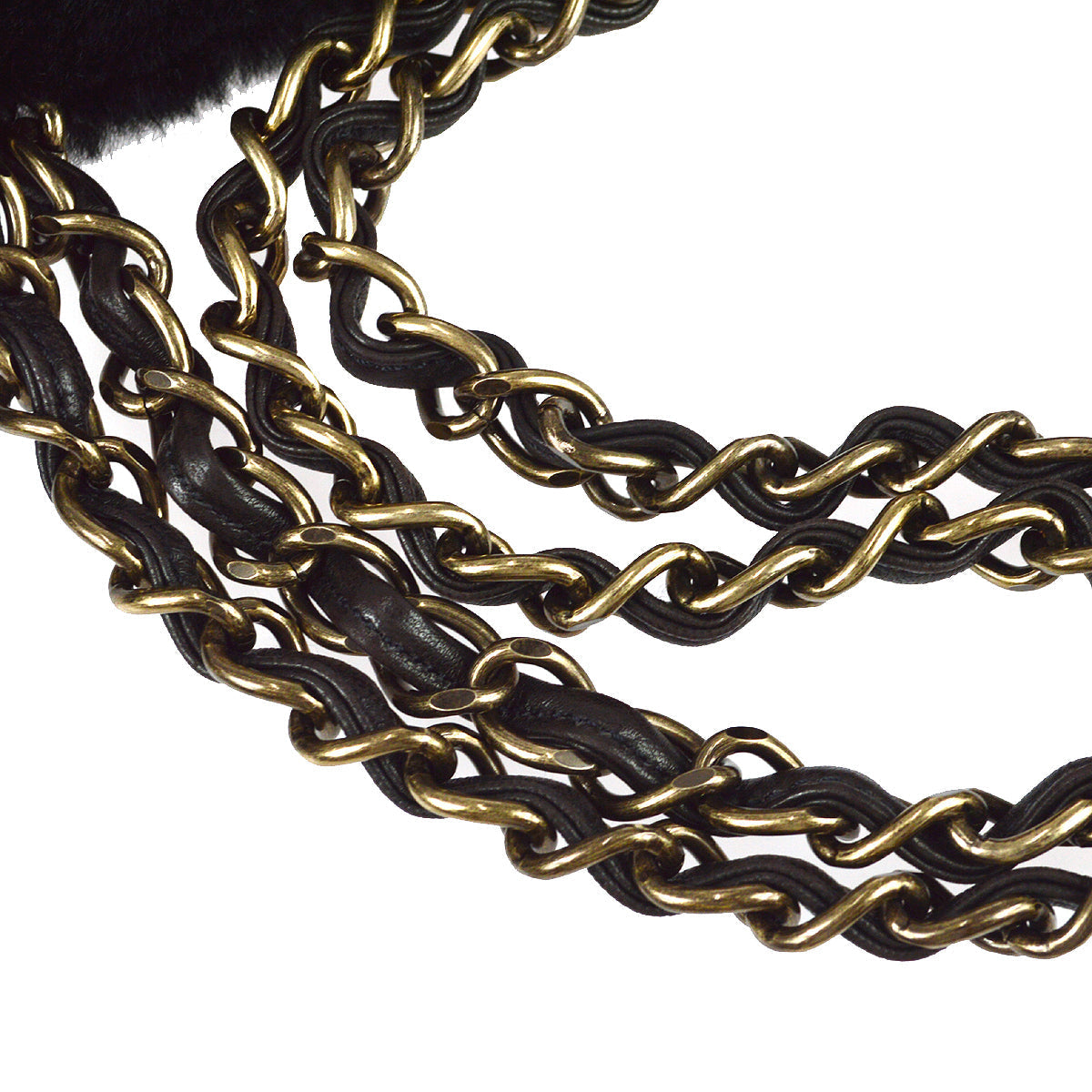 Luxury Chanel 2000-2001 Chain Tote 35 Black Fur