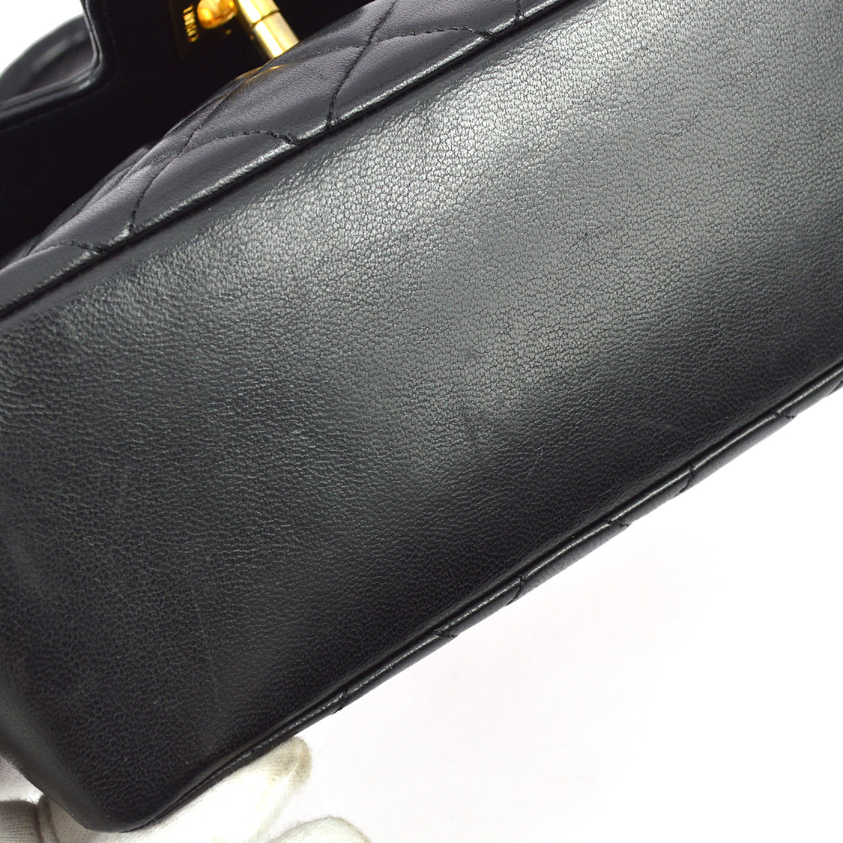 Luxury Chanel 1989-1991 Black Lambskin Top Handle Handbag