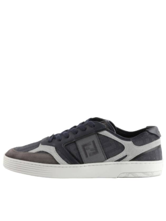 Luxury Fendi Step Leather Low Top Sneakers Blue