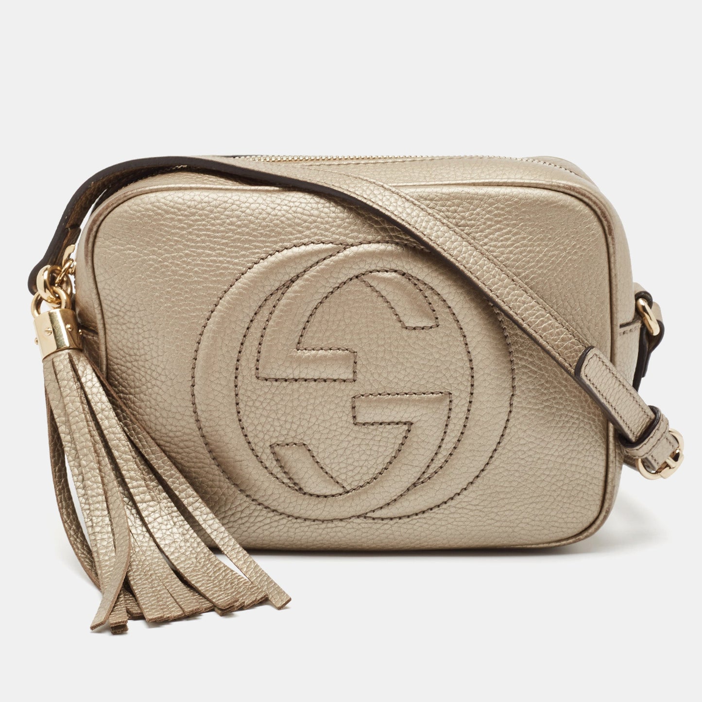 Luxury Gucci Trending 2025 Beige Leather Small Soho Disco Crossbody Bag