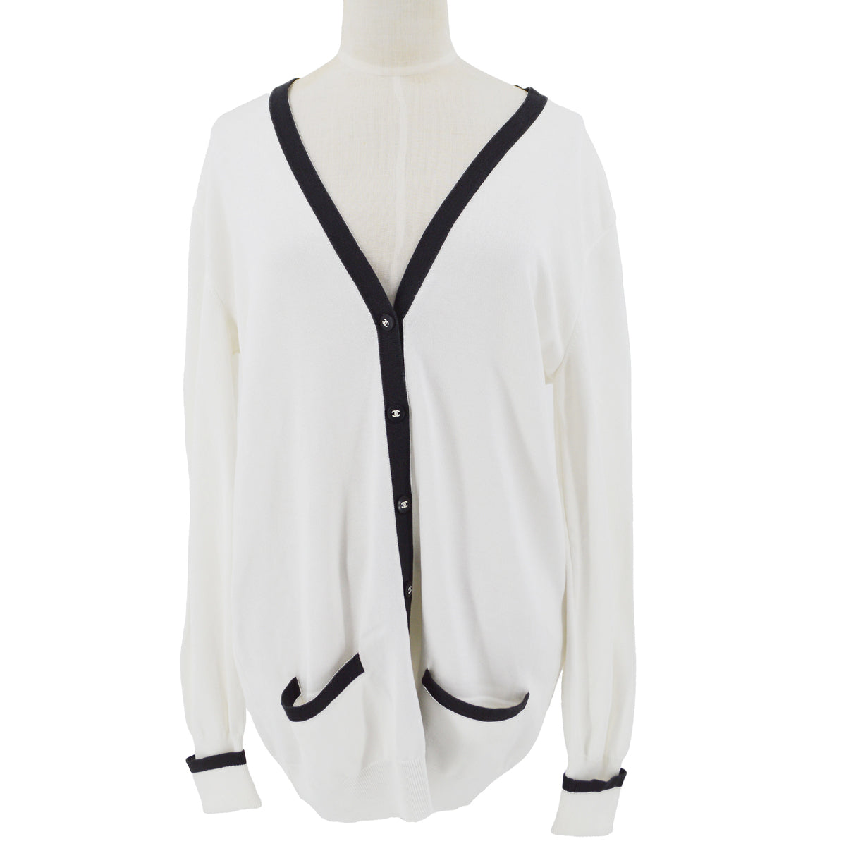 Luxury Chanel logo-buttons V-neck cardigan #44
