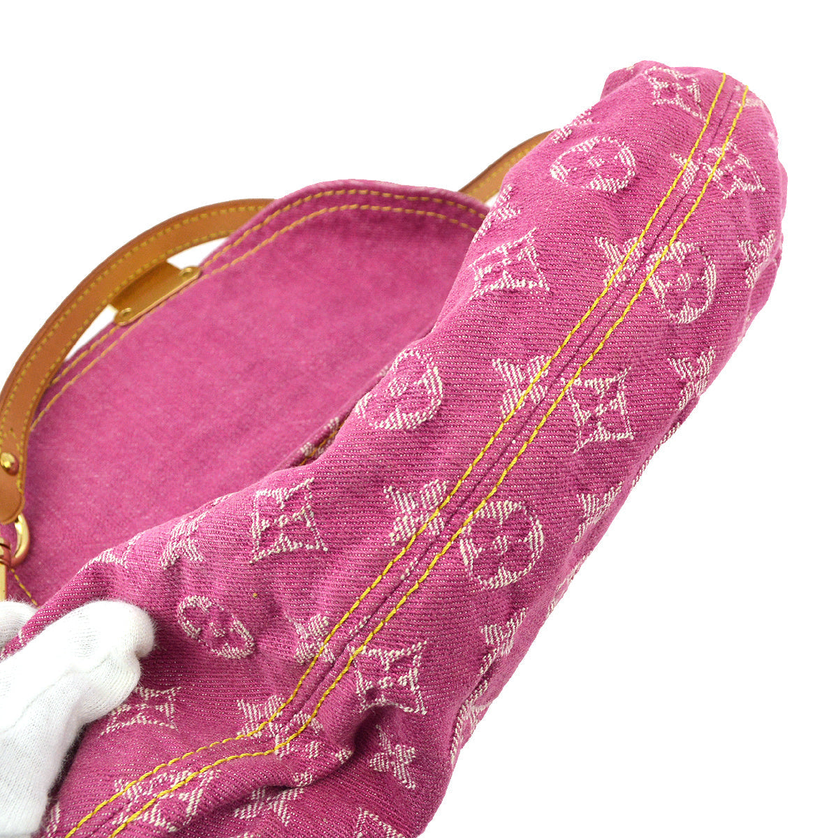 Louis Vuitton 2006 Pink Monogram Denim Mini Pleaty Handbag M95216