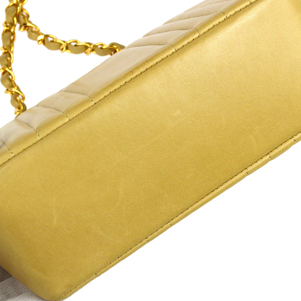 Luxury Chanel * 1991-1994 Beige Lambskin Mini Vertical Stitch Square Flap Bag 17