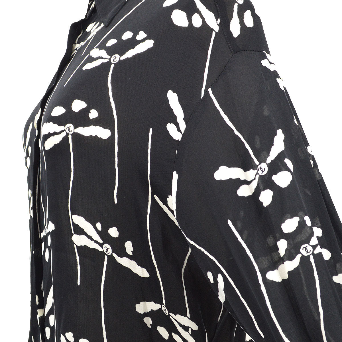 Luxury Chanel Fall 1994 CC floral-print silk shirt #40