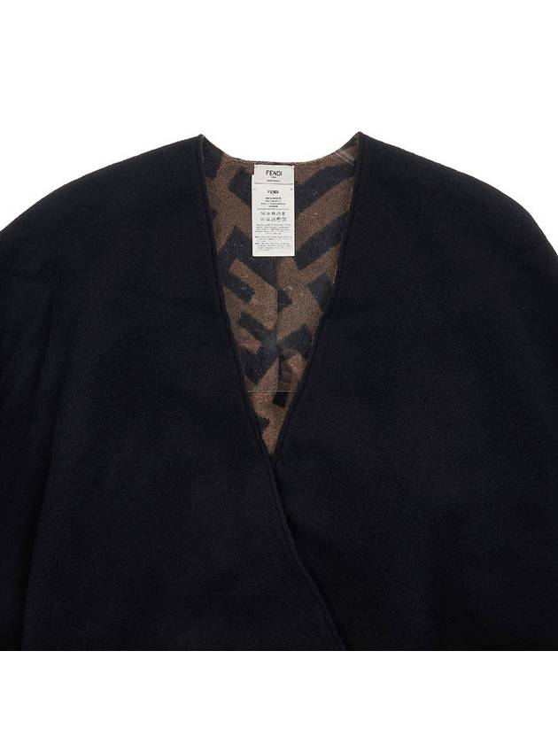 Luxury Fendi FF Reversible Wool Cashmere Cape Brown Black