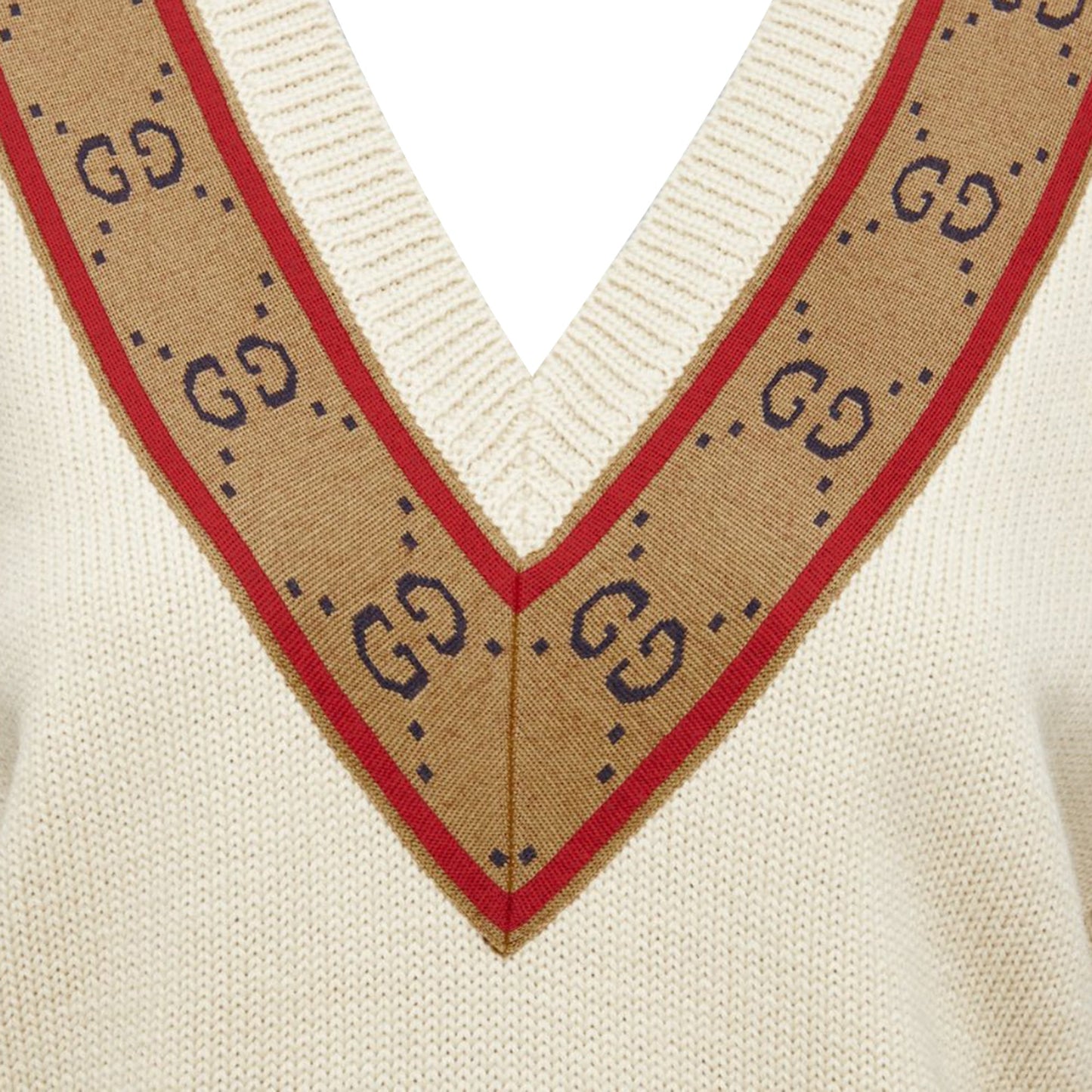 Gucci wool GG monogram V-neck varsity sweater