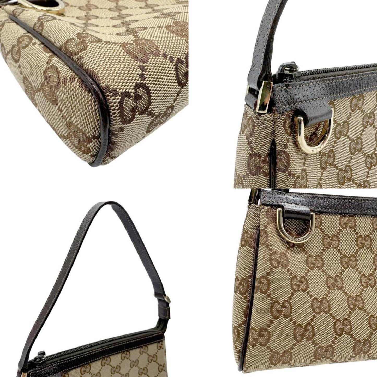 Gucci  Gg Canvas Leather Handbag