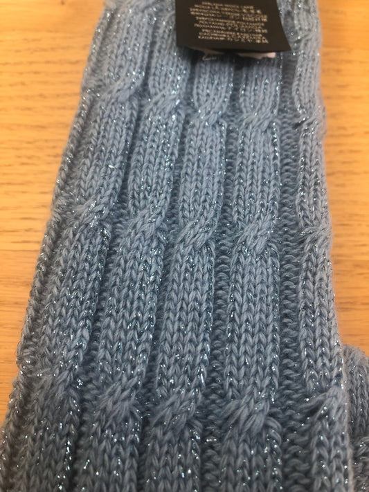 Luxury Gucci Trending 2025 Cable Knit Threaded Socks with Blue Lamé