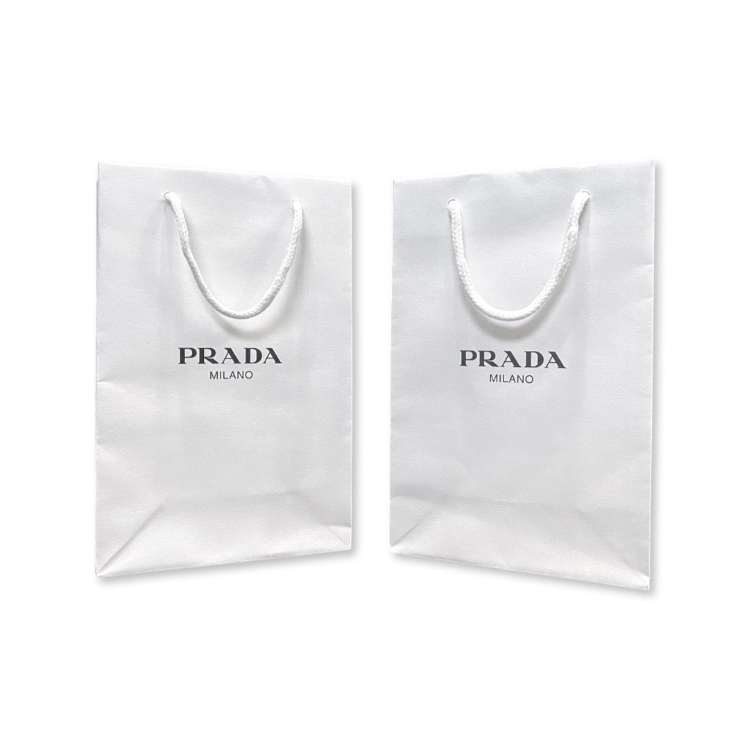 Luxury PradaShopping Gift Bag  Designer White Paper Small Set of 2