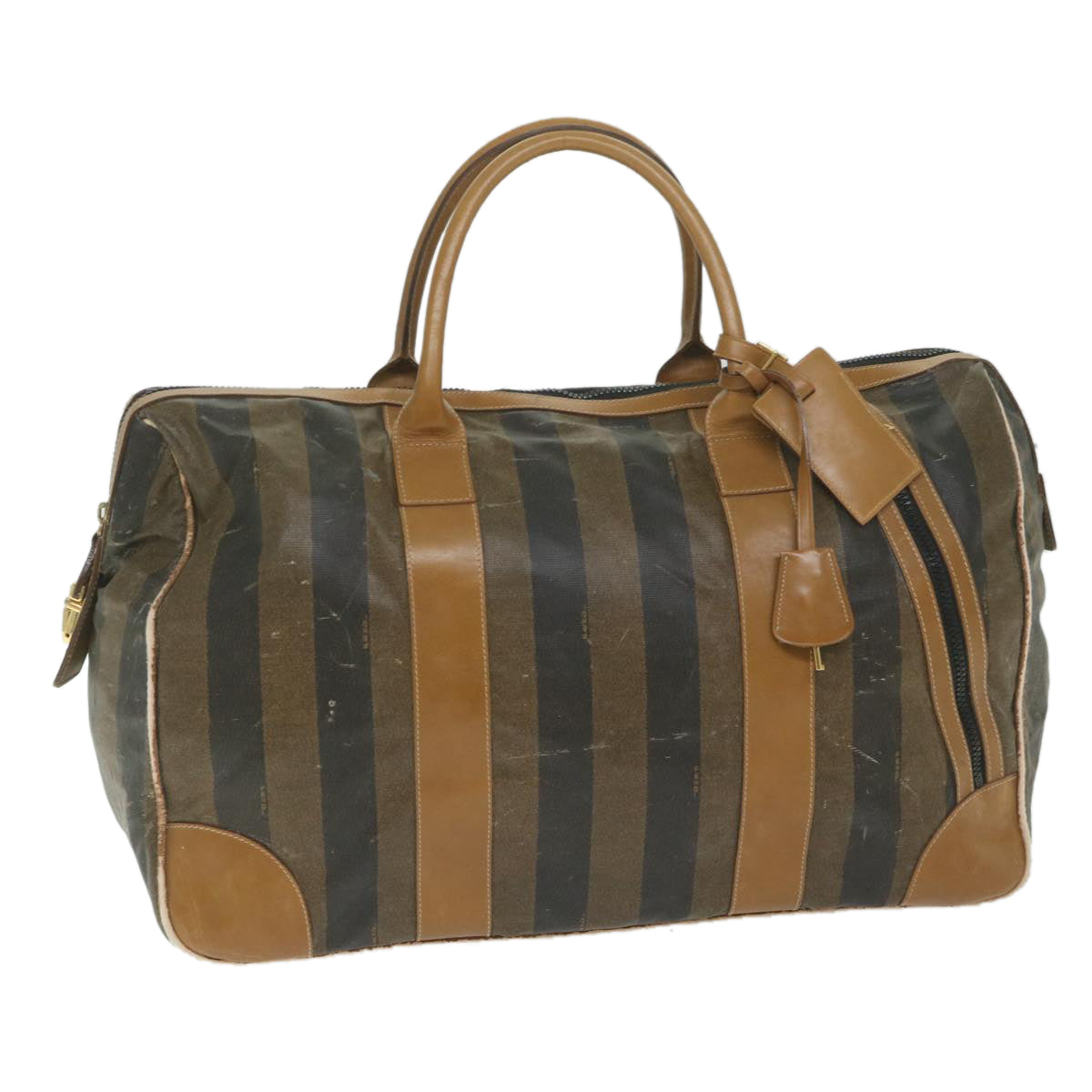 Luxury FendiPecan Canvas Boston Bag Coated Canvas Brownbs10091