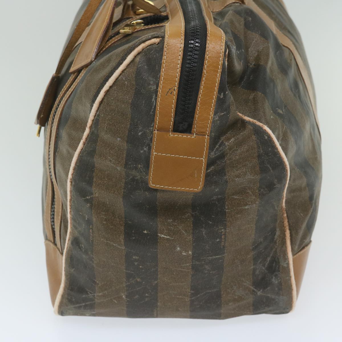 Luxury FendiPecan Canvas Boston Bag Coated Canvas Brownbs10091