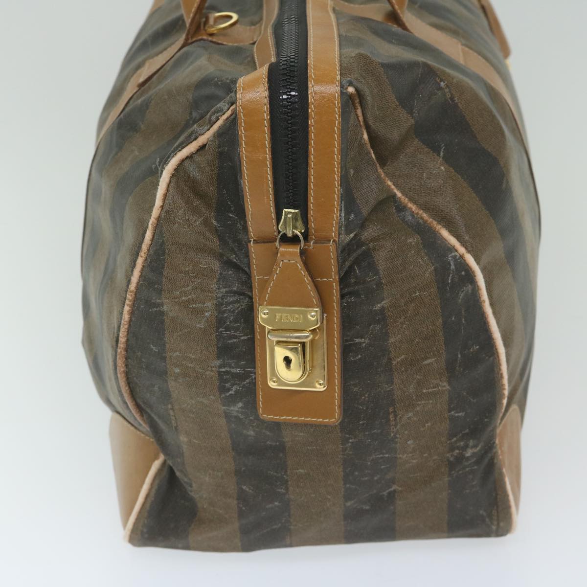 Luxury FendiPecan Canvas Boston Bag Coated Canvas Brownbs10091