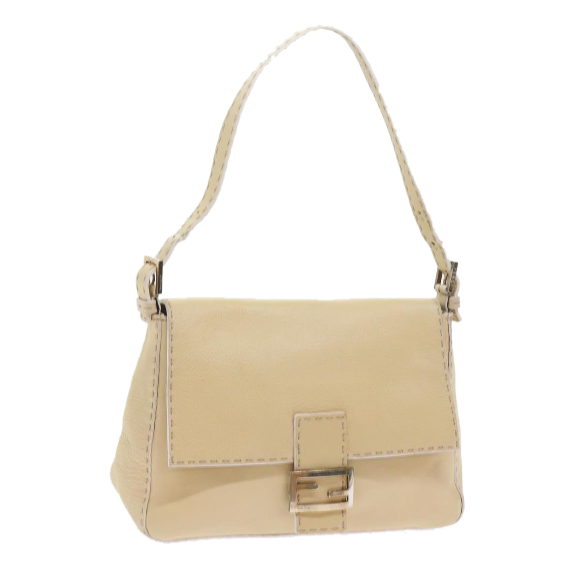 Luxury FendiMamma Baguette Shoulder Bag Leather Beigebs10191