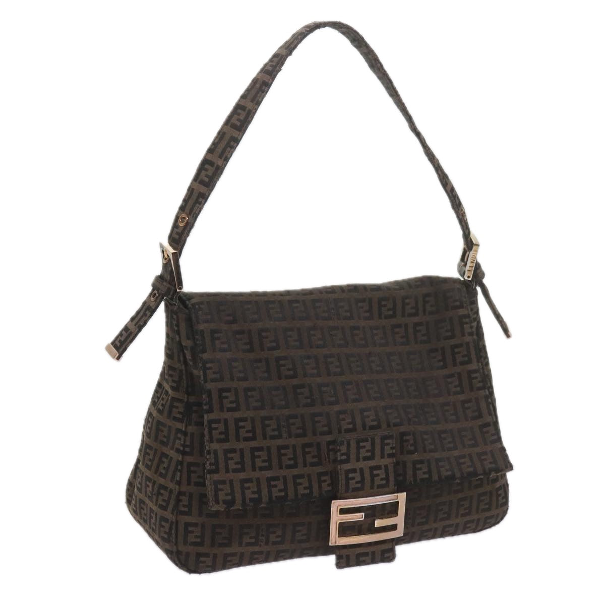 Luxury FendiZucchino Canvas Mamma Baguette Shoulder Bag Brownbs10266