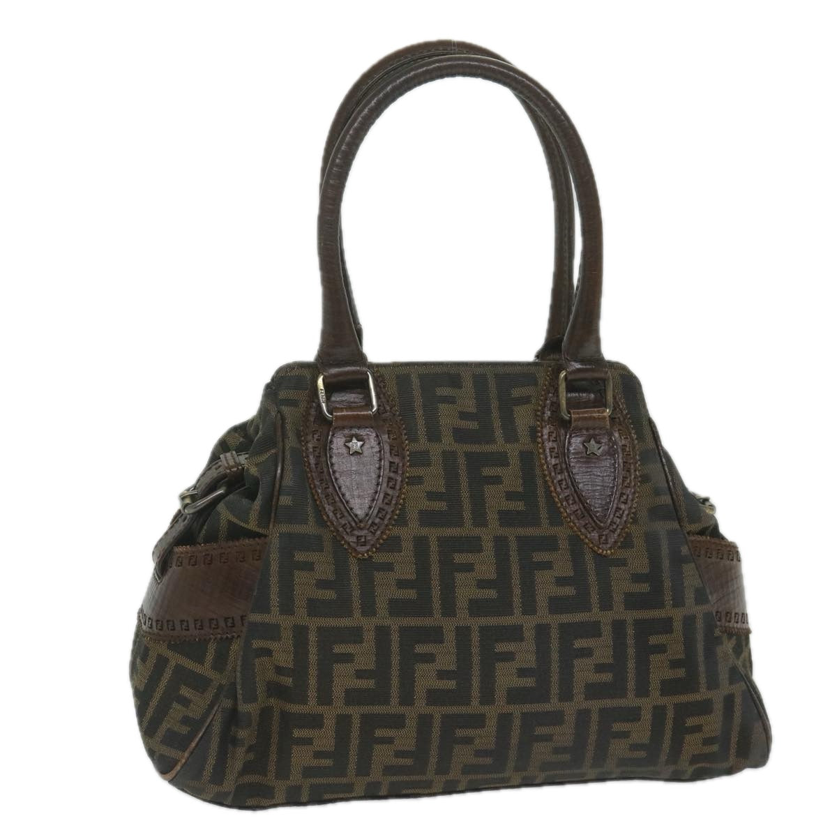 Luxury FendiZucca Canvas Hand Bag Black Brownbs10335